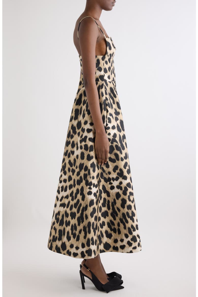 Sliced Leopard Jacquard Volume Dress, Alternate, color, BEIGE