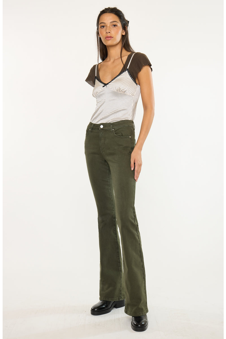 Olive High Rise Flare Jeans, Alternate, color, Olive