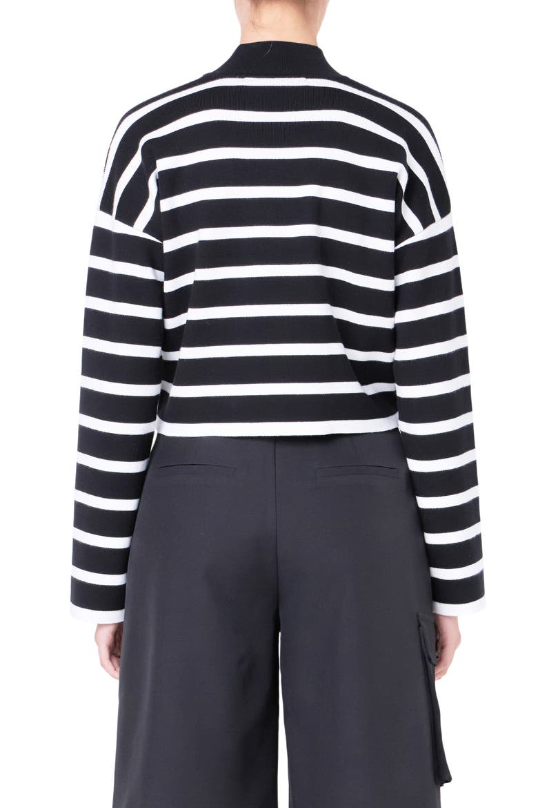 Stripe Turtleneck Crop Sweater, Alternate, color, BLACK/ WHITE