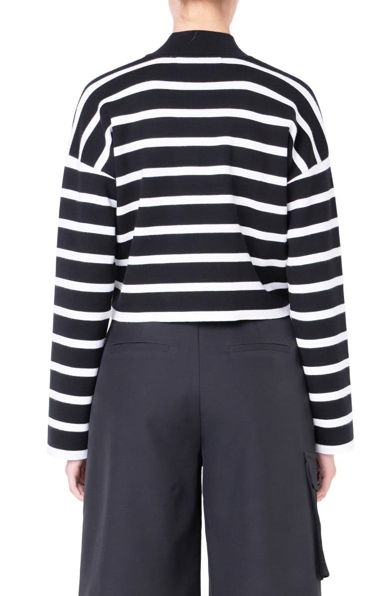Grey Lab Stripe Turtleneck Crop Sweater, Alternate, color, Black/ White