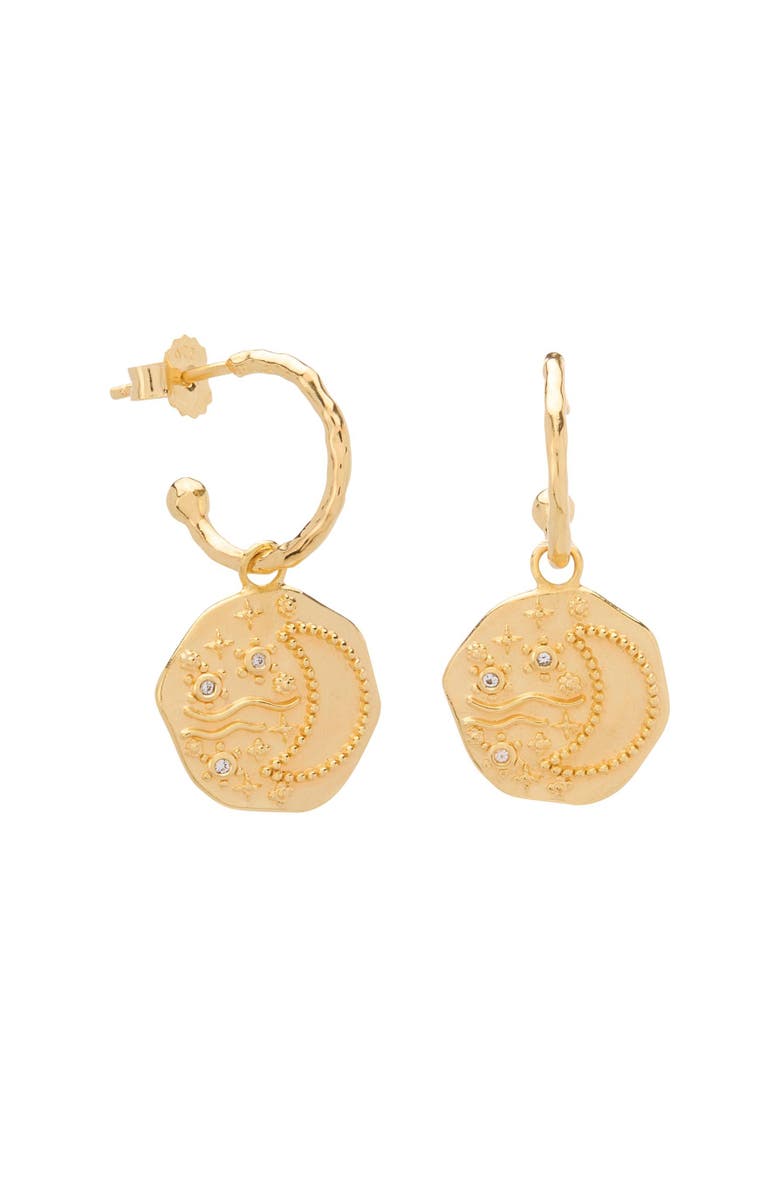 Murkani Night Sky Pendant Hoop Earrings, Main, color, Yellow Gold