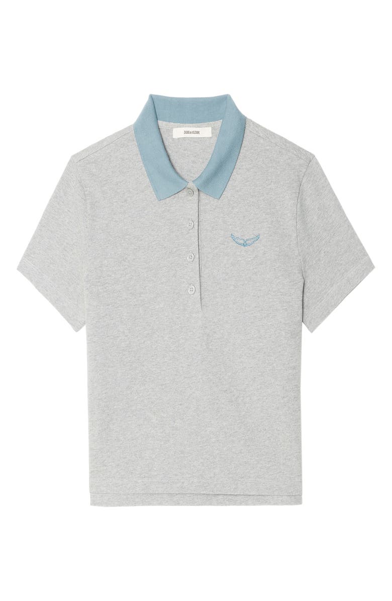 Zadig & Voltaire Mirta Crop Polo, Alternate, color, Medium Grey