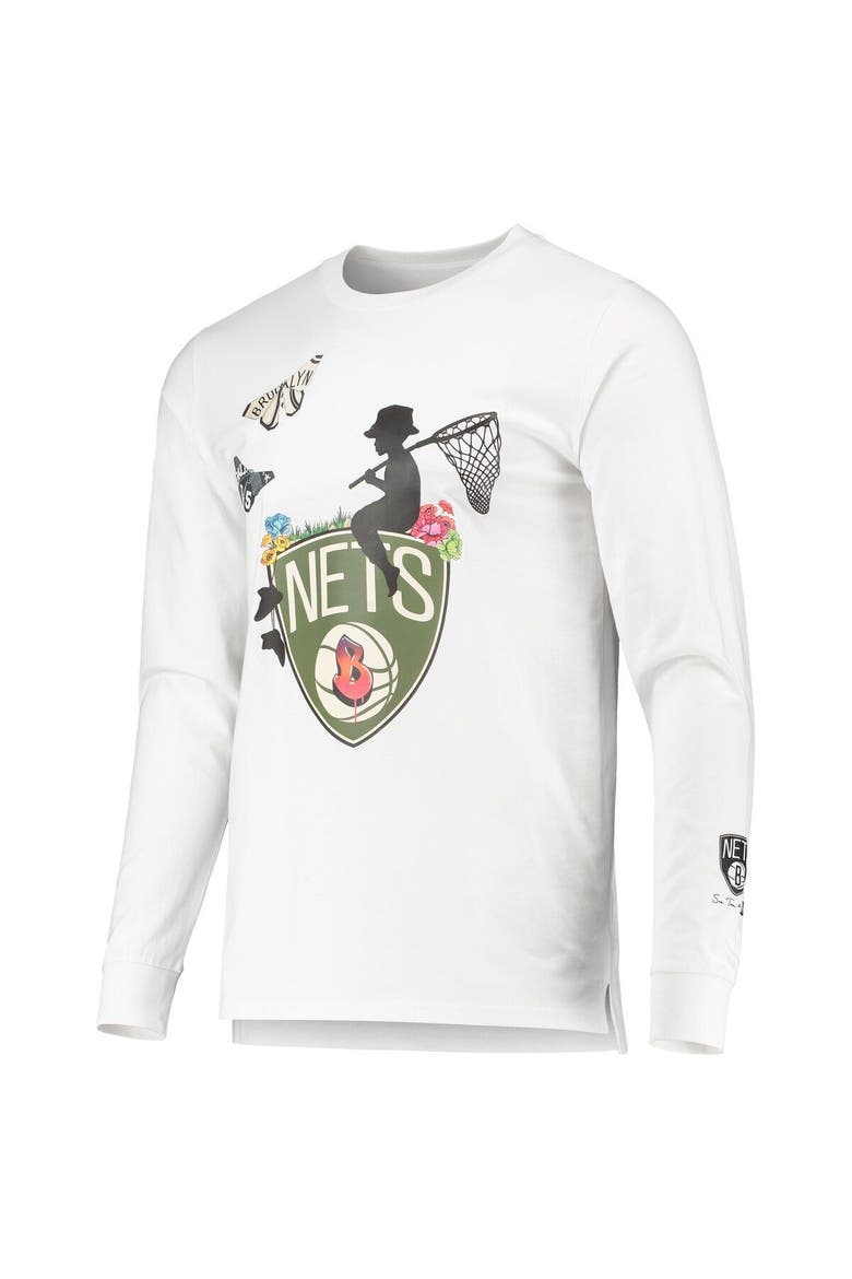 Men's White Brooklyn Nets Sue Tsai Long Sleeve T-Shirt, Alternate, color, White