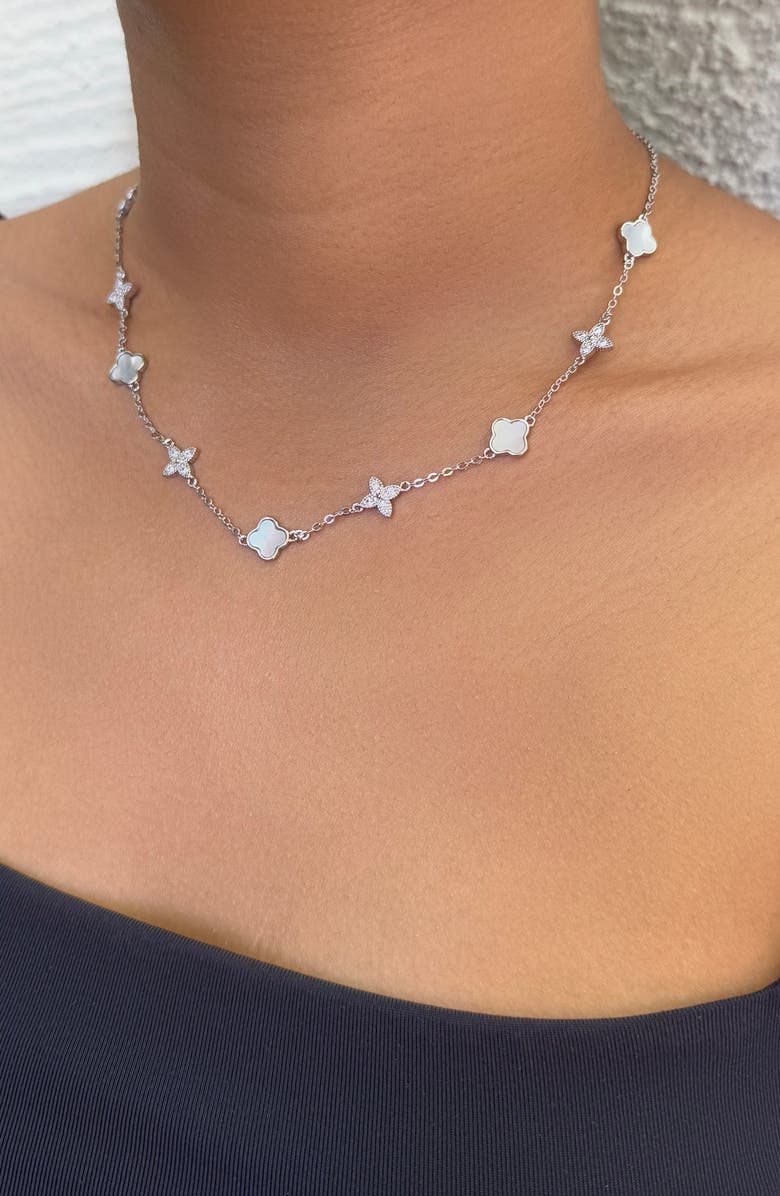 Adornia Mother of Pearl Station Necklace, Alternate, color, White