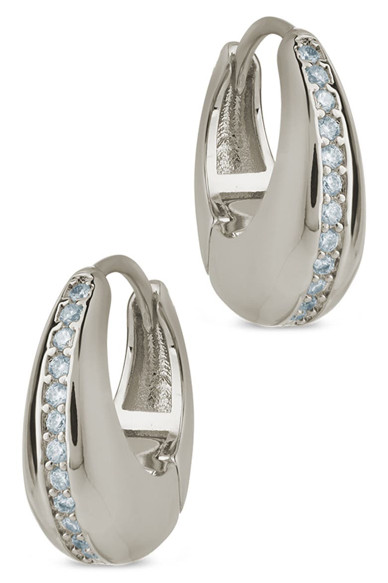 Ari Cubic Zirconia Chunky Mini Hoop Earrings, Alternate, color, SILVER