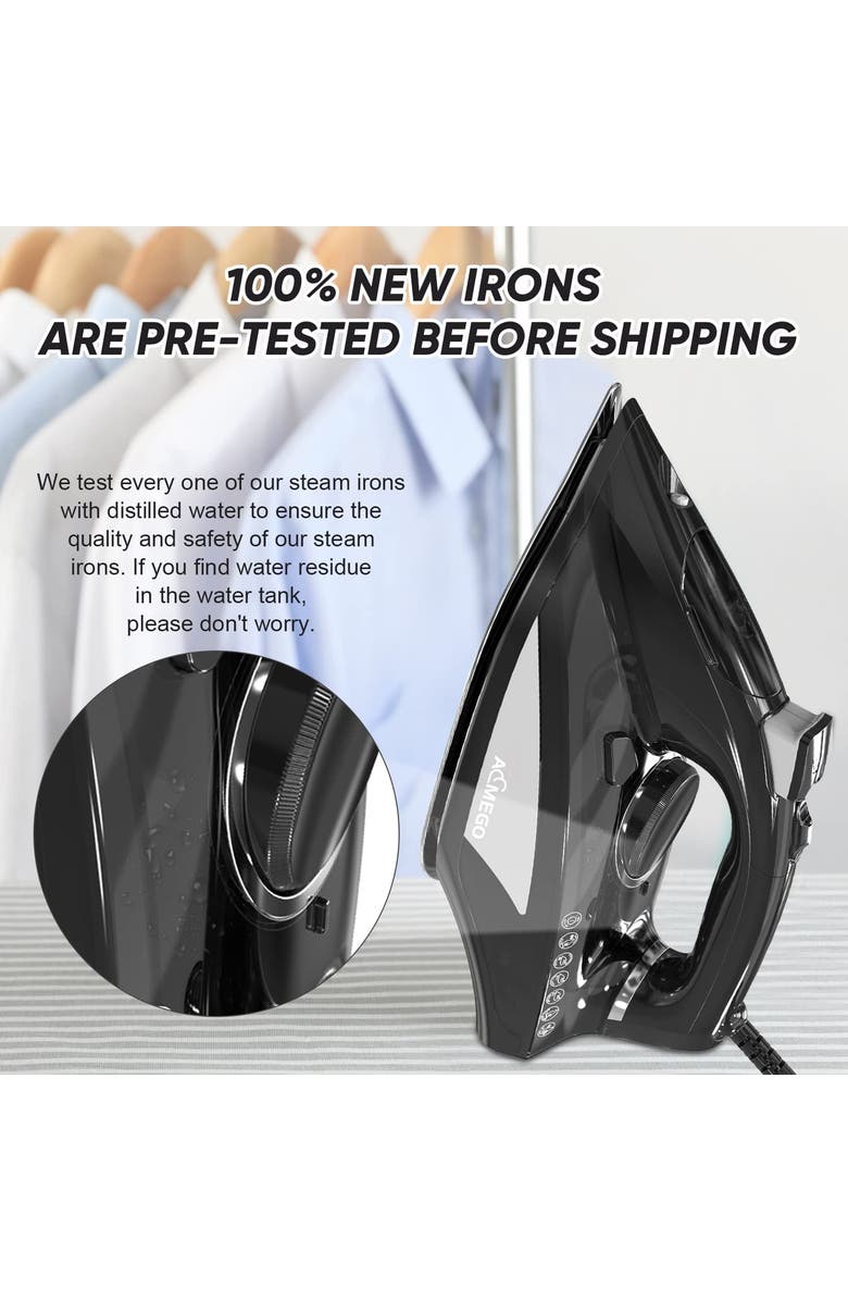 AEMEGO Steam Iron for Clothes, Alternate, color, Black