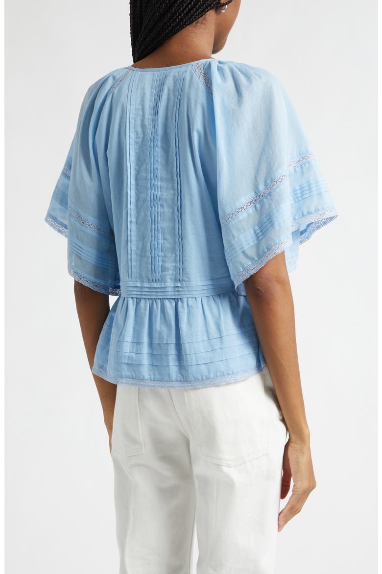 Sherry Pintuck & Lace Detail Cotton Top, Alternate, color, BAZAAR BLUE