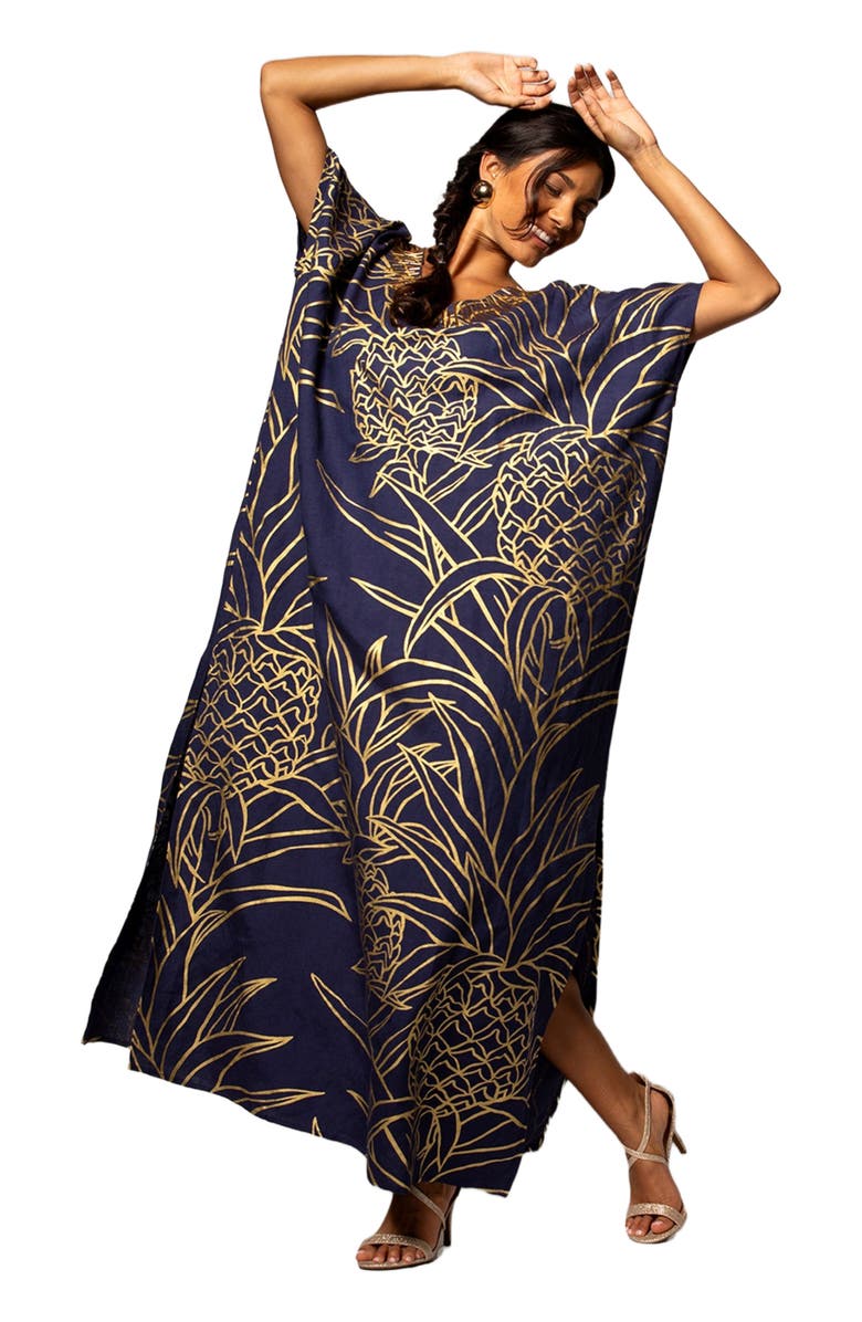 Tori Richard Pineapple Isle Amari Caftan, Alternate, color, 