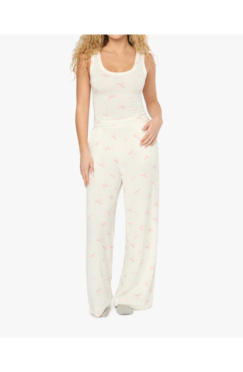 WeWoreWhat Ribbons Scoop Sleep Tank, Alternate, color, Ivory/Pink