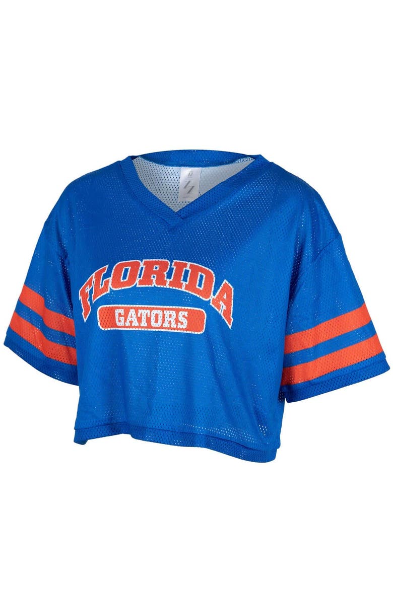 Women's ZooZatz Royal Florida Gators Mesh Cropped V-Neck T-Shirt, Main, color, Royal
