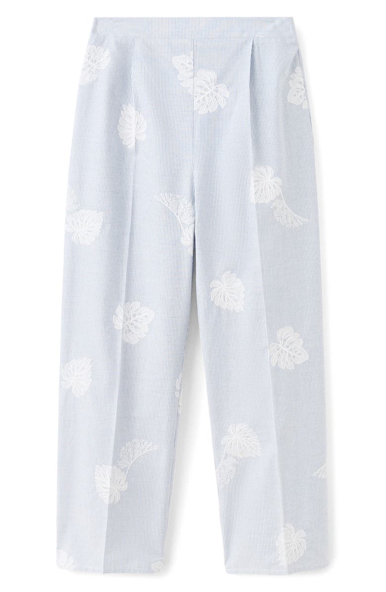 MANGO Embroidered Stripe Pants, Alternate, color, Blue