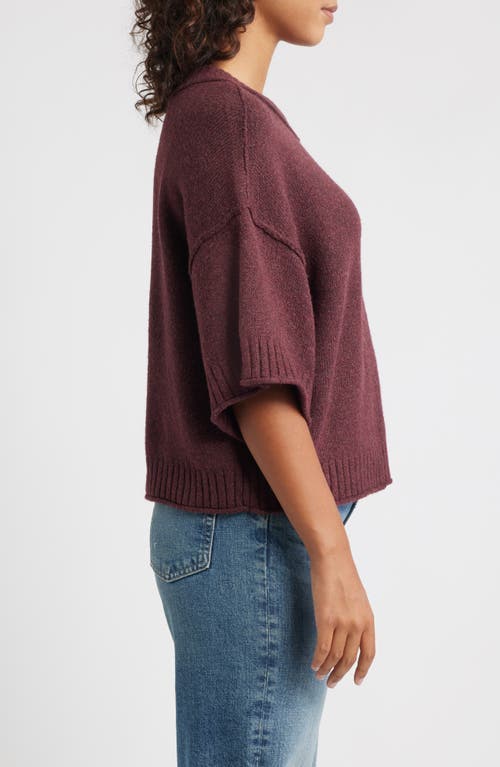 City Blues Broome Crop Short Sleeve Sweater In Burgundy