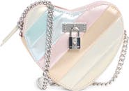 Kurt Geiger London Large Brixton Heart Metallic Leather Crossbody Bag