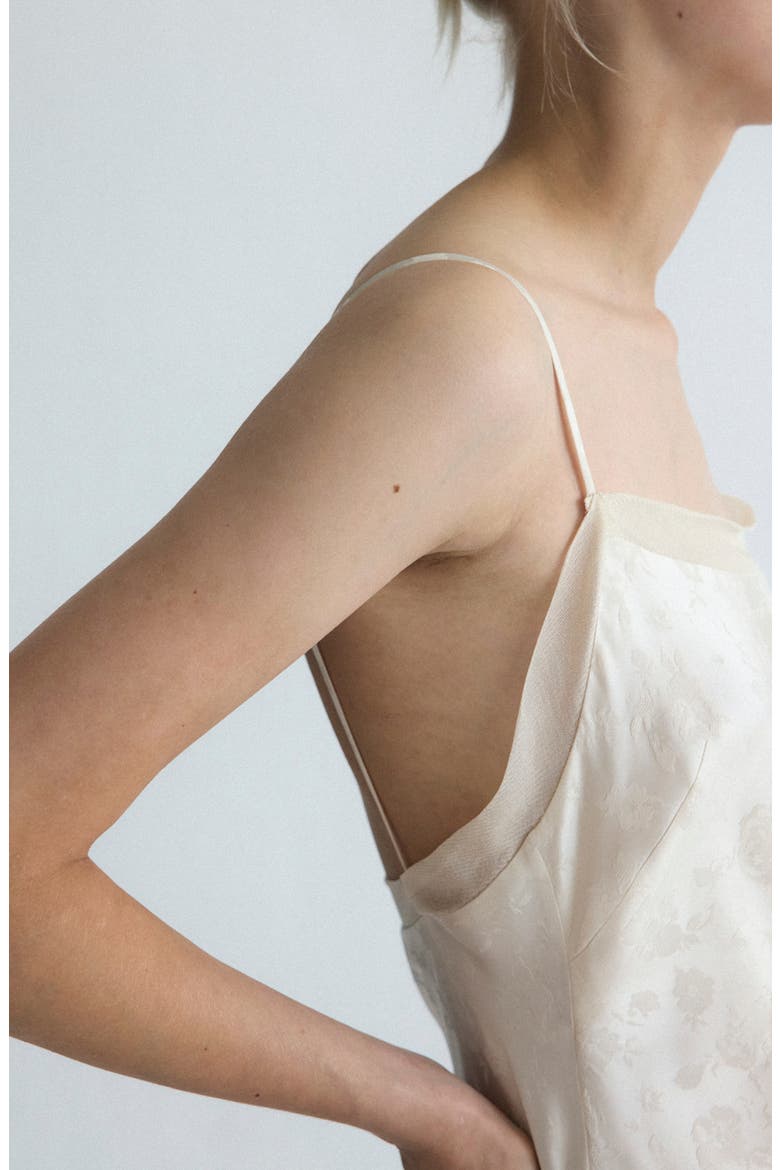 Silk Detail Jacquard Midi Dress, Alternate, color, ECRU