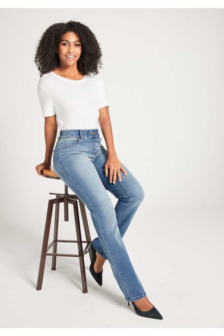Signature Mid Rise Stretch Denim Straight Leg Jeans, Alternate, color, Sonora Wash