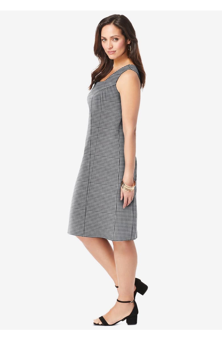 Jessica London Bi-Stretch Sheath Dress, Alternate, color, Black Mini Houndstooth
