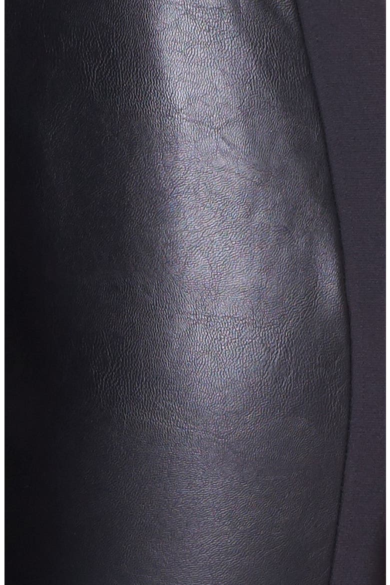 Faux Leather & Stretch Ponte Leggings, Alternate, color, BLACK