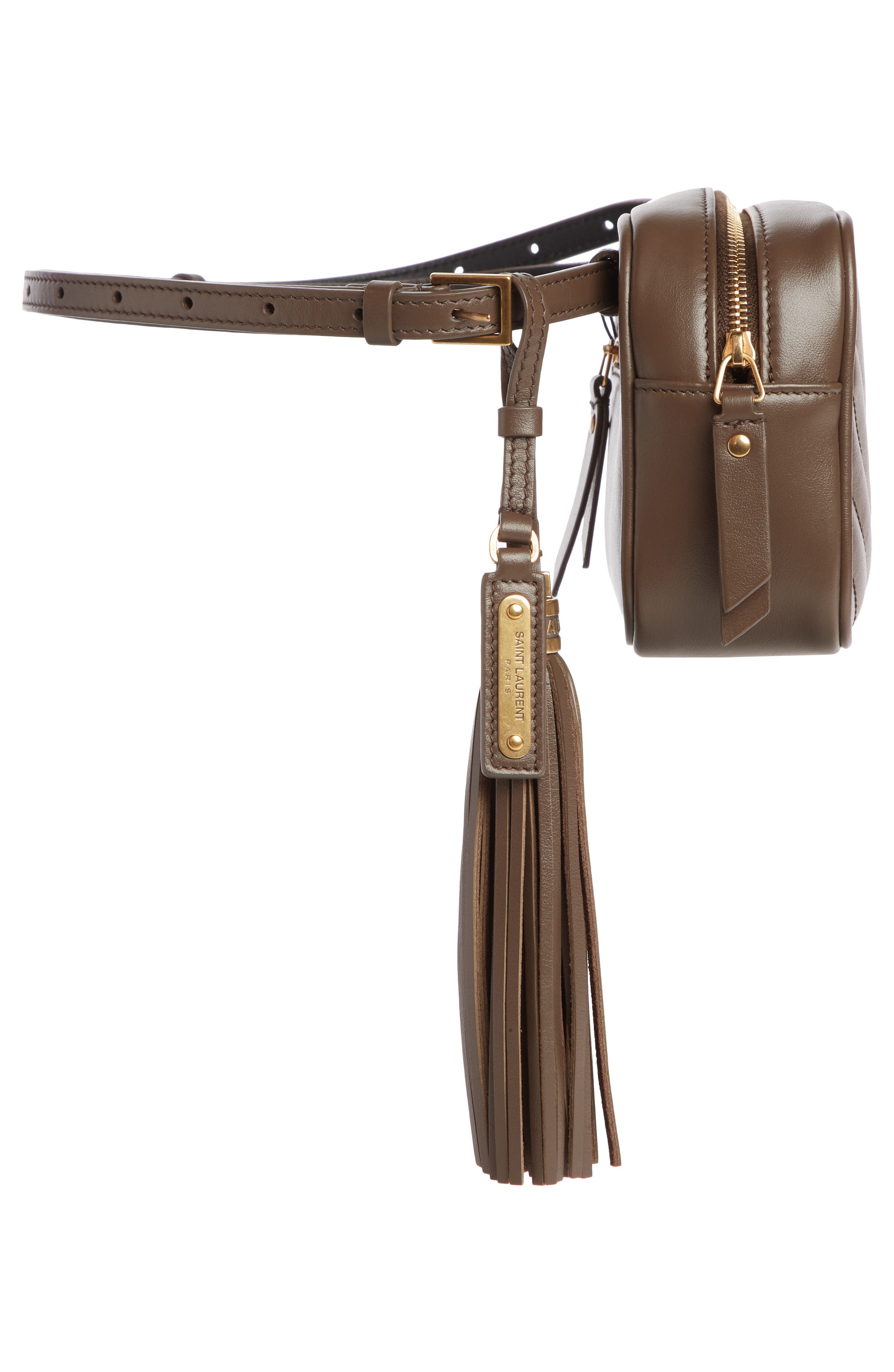 Saint Laurent Lou Quilted Leather Belt Bag with Tassel, Alternate, color, 