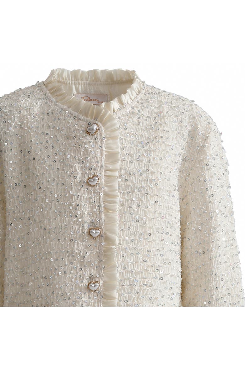 Sequin Tweed Jacket, Alternate, color, Ivory