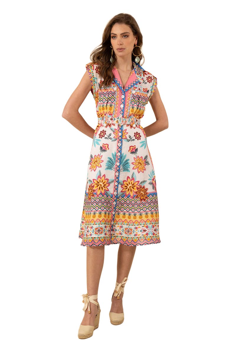 Hale Bob Daniela Midi Linen Dress, Alternate, color, 