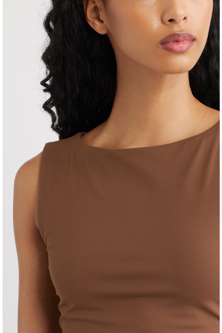 Boat Neck Sleeveless Top, Alternate, color, BROWN TERRA