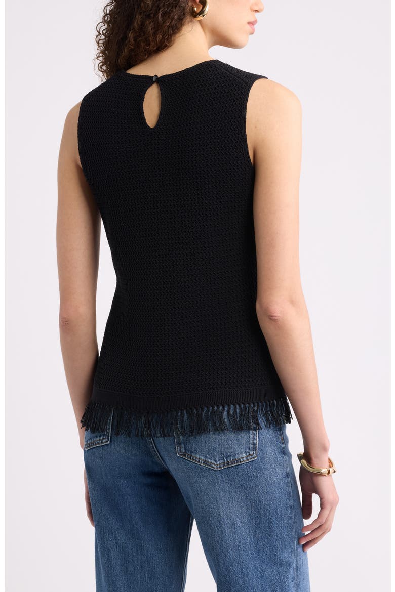 Fringe Hem Tank Sweater, Alternate, color, BLACK