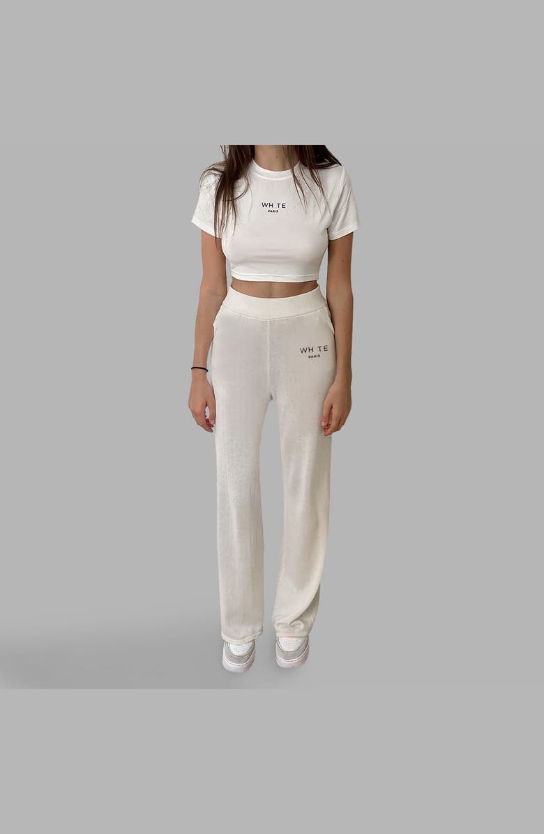 Blvck Whte High Waisted Wide Pants, Alternate, color, White