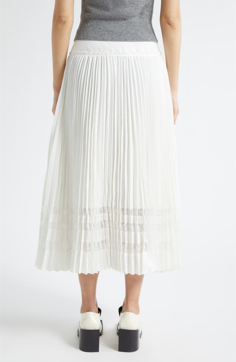 3.1 Phillip Lim Lace Trim Crepe Pleat Midi Skirt, Alternate, color, White