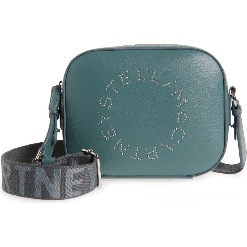 Stella Mccartney Small Stud Logo Faux Leather Camera Bag In Balsam Green