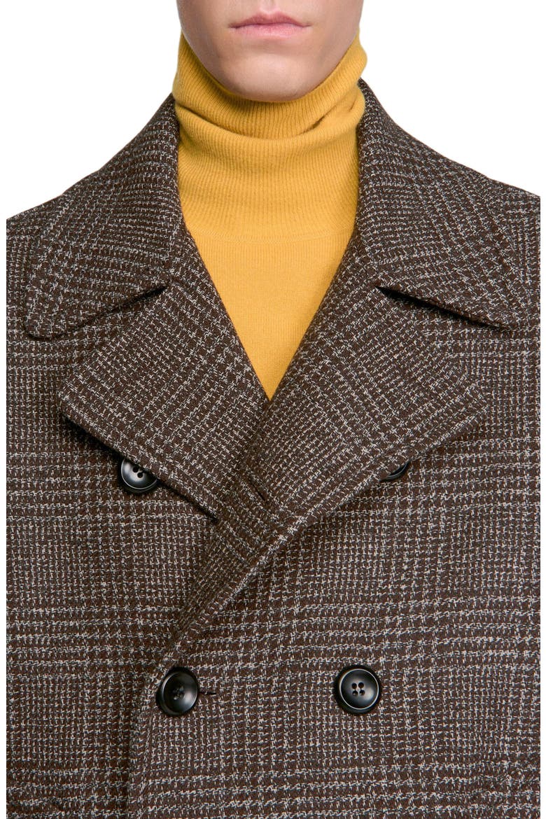 Check wool coat, Alternate, color, Brown