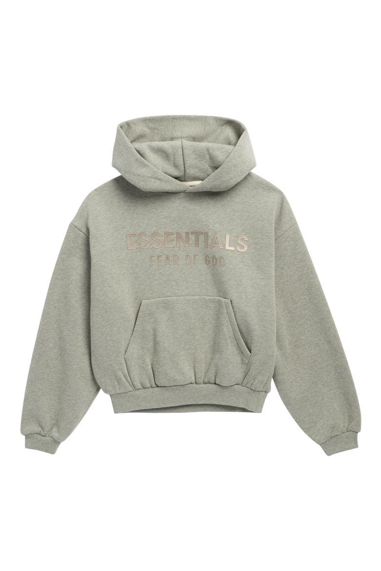 Kids' Metallic Logo Fleece Hoodie, Main, color, CONCRETE HEATHER
