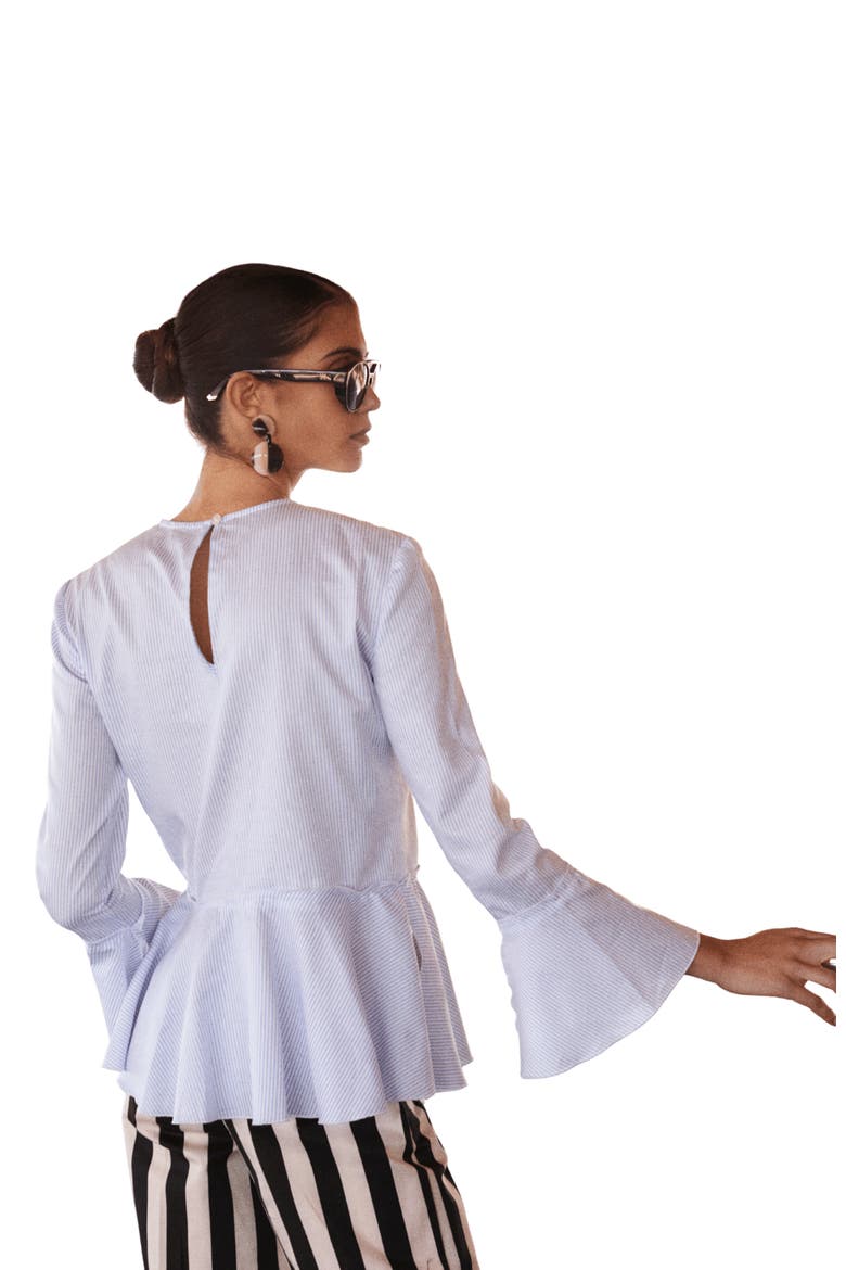 Pia Stripe Shirt, Alternate, color, Blue Stripes