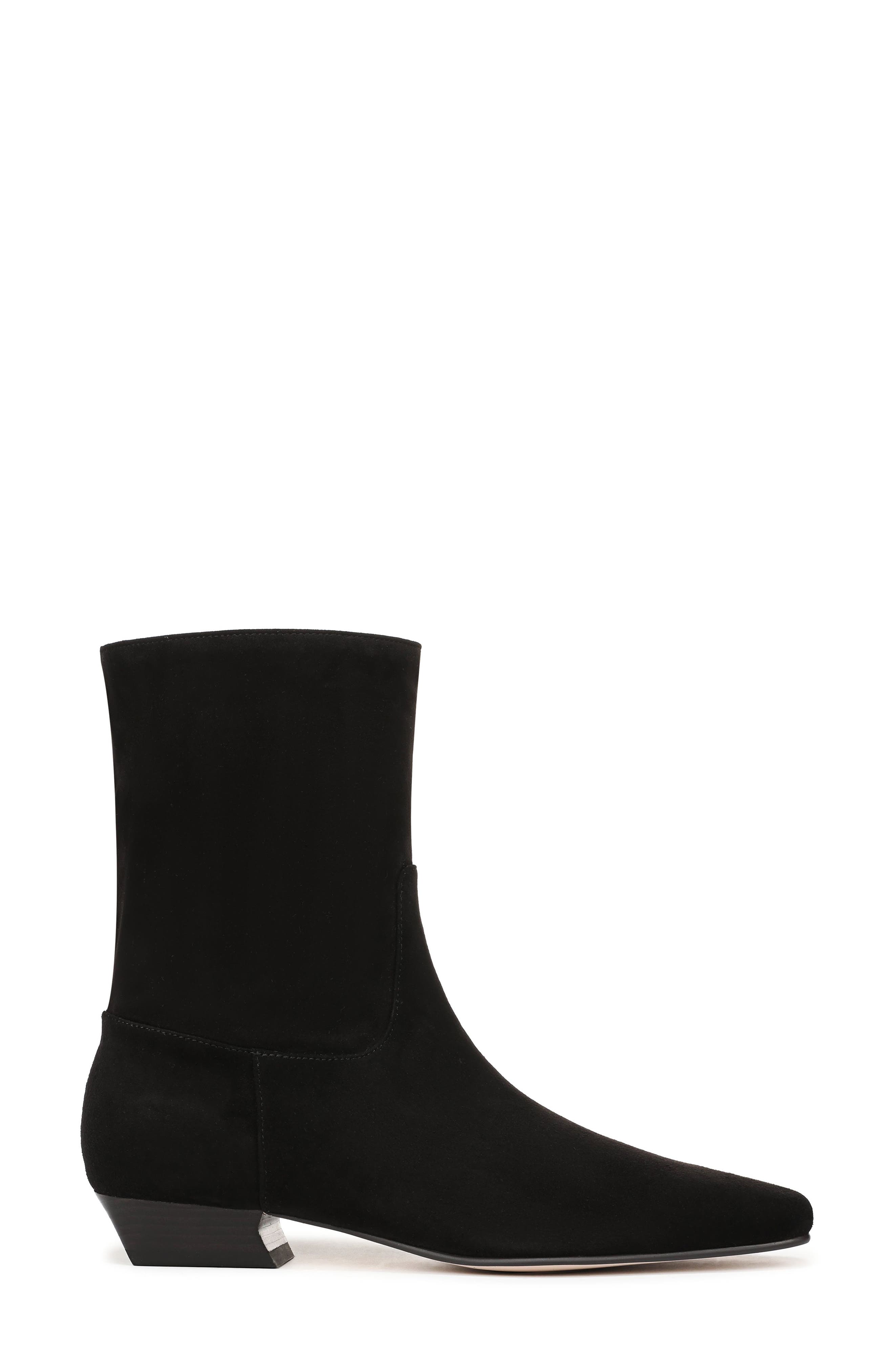 Addison Croc Embossed Bootie, Alternate, color, BLACK