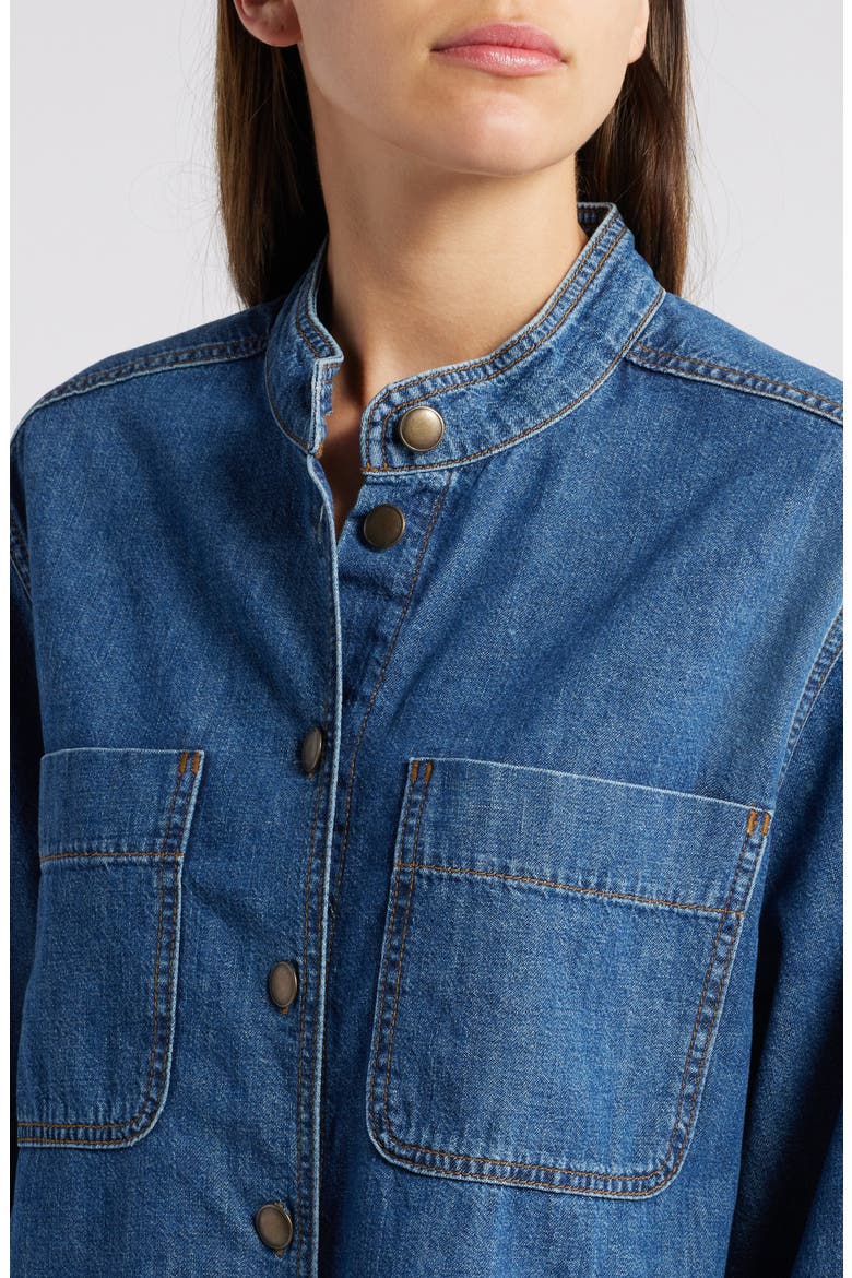 Long Sleeve Denim Mini Shirtdress, Alternate, color, BOY BLUE