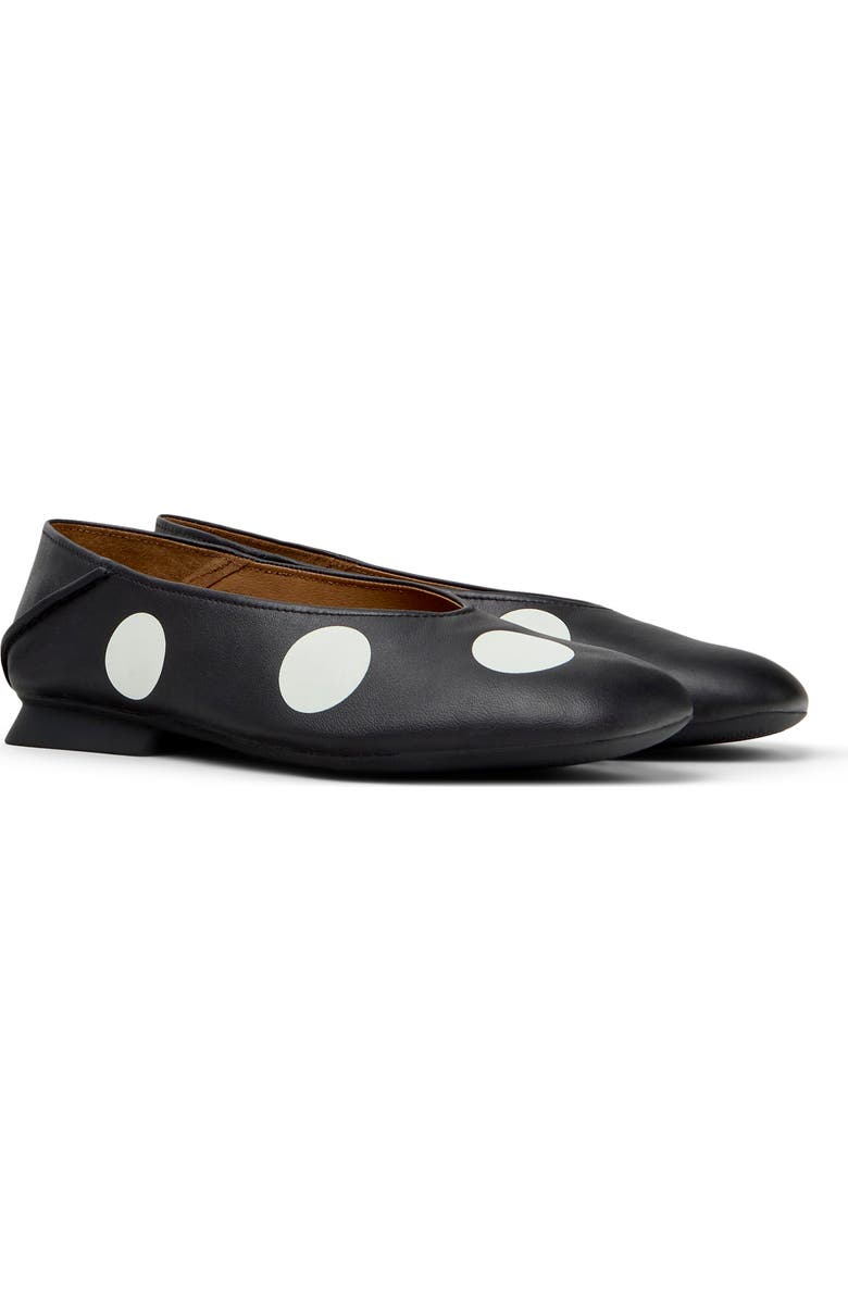 Camper Casi Myra Twins Polka Dot Ballerina Flat, Main, color, Black