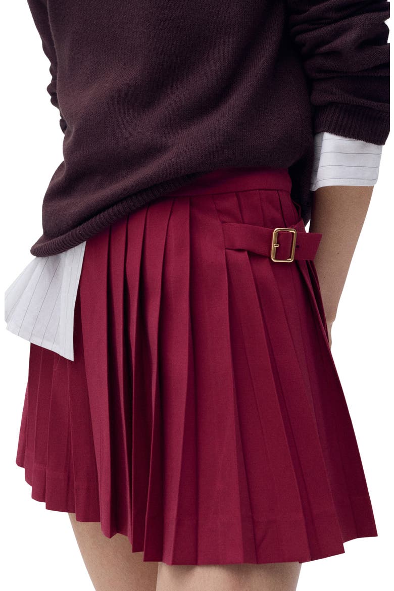 Buckle Pleated Skirt, Main, color, MAROON
