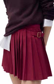 MANGO Buckle Pleated Skirt