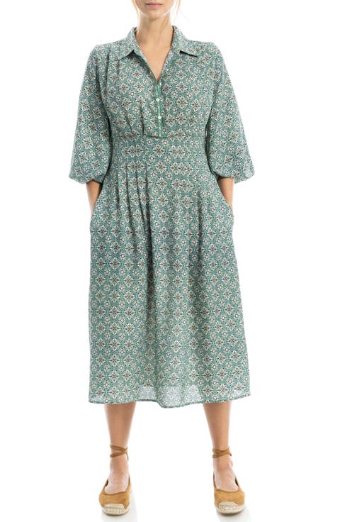 Balloon Sleeve Midi Shirtdress
