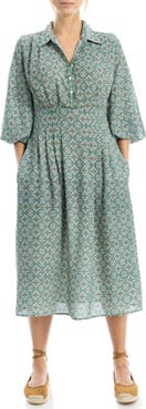 MAX STUDIO Balloon Sleeve Midi Shirtdress