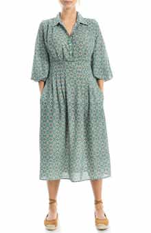 MAX STUDIO Balloon Sleeve Midi Shirtdress