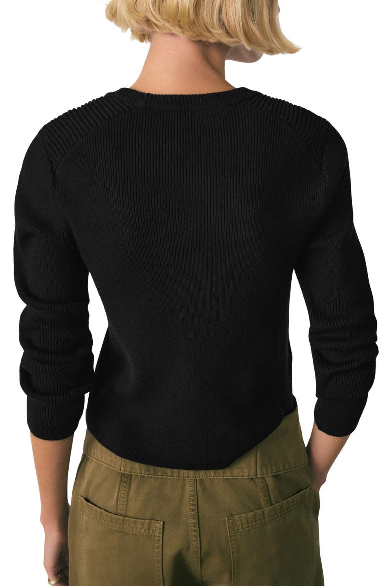 Button Shoulder Sweater, Alternate, color, BLACK