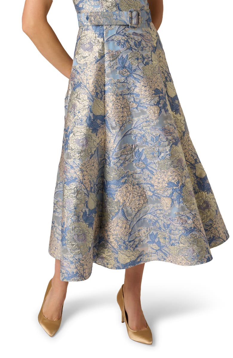 Aidan Mattox Floral Jacquard Midi Dress, Alternate, color,