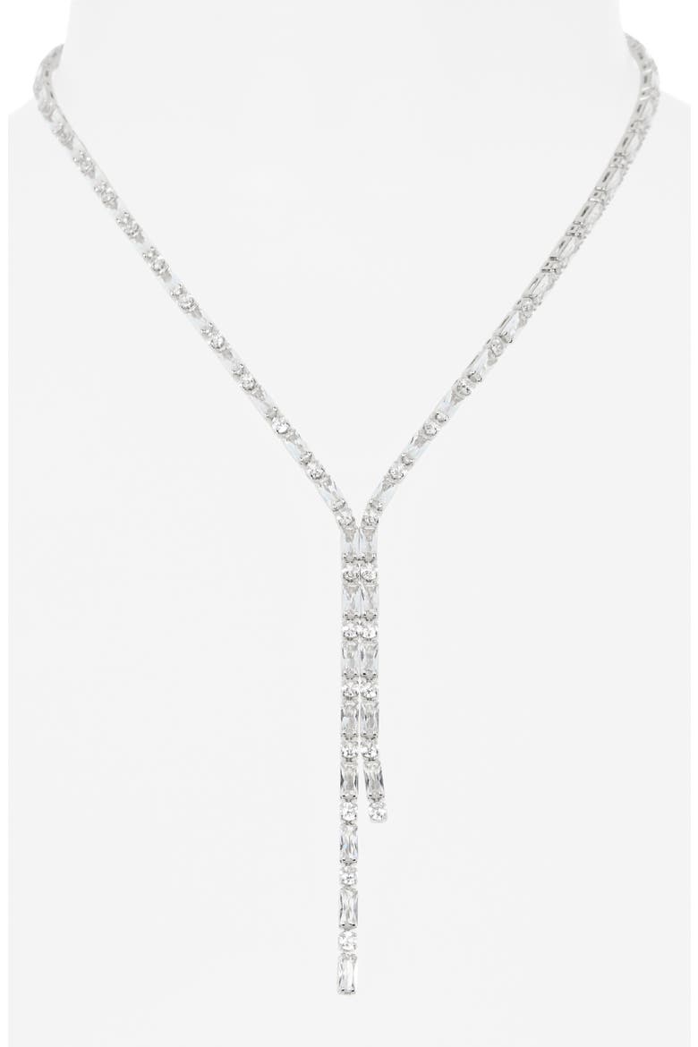 Cubic Zirconia Y-Necklace, Alternate, color, CLEAR- SILVER