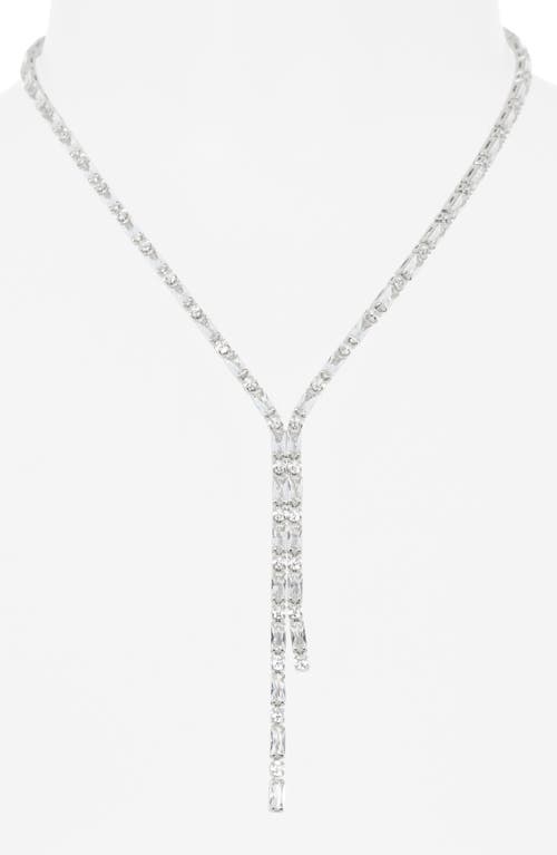 Nordstrom Rack Cubic Zirconia Y-necklace In Metallic