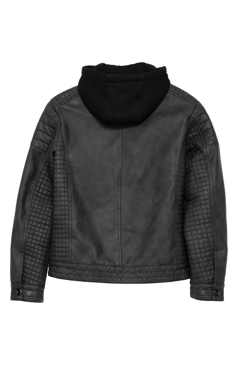 XRAY Kids' Hooded Faux Leather Moto Jacket, Alternate, color, Steel