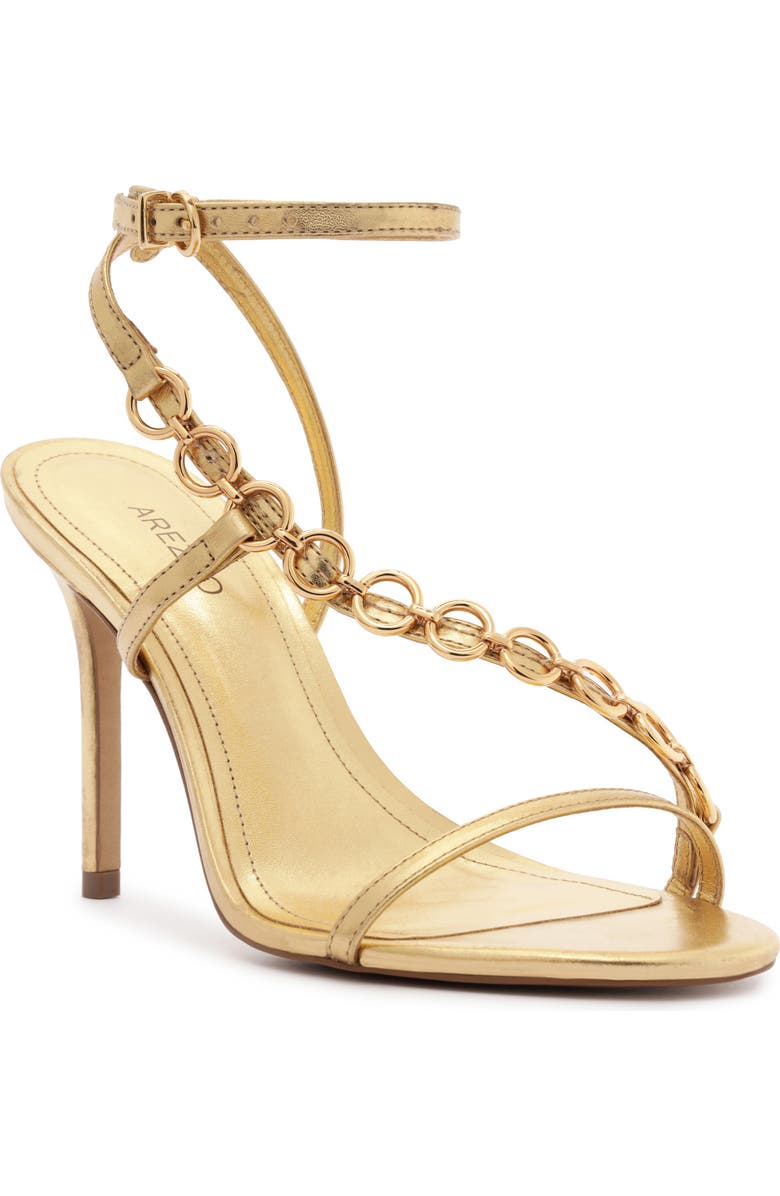 Arezzo Mackenzie High Ankle Strap Sandal, Main, color, Gold