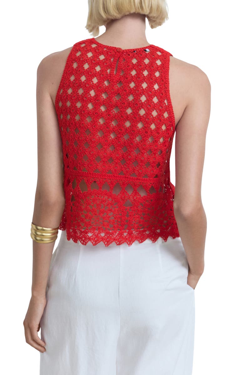 MANGO Crochet Tank, Alternate, color, Red