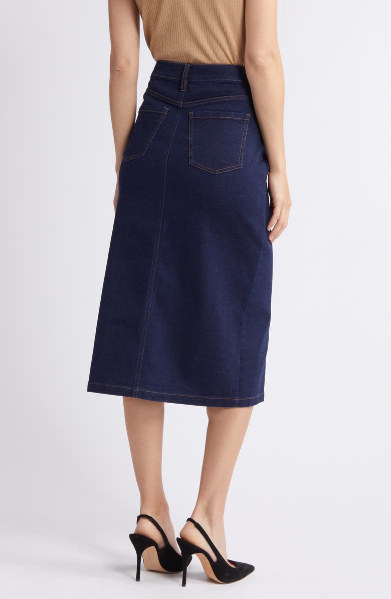Anne Klein Denim Midi Skirt, Alternate, color, Metropolitan Wash