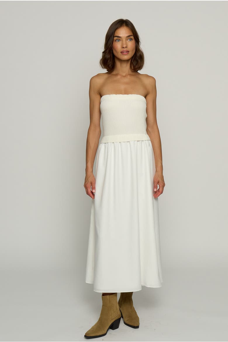 ivory tube dress Central Park West With Wovenkirt (Women) strapless dress with scarf