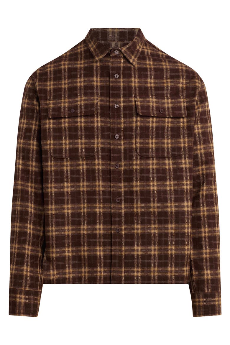 Plaid Double Flap Pocket Button-Up Shirt, Alternate, color, BROWN MULTI